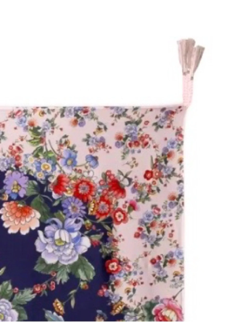 NEW Johnny Was Elsa Silk Scarf Floral Braided Tassels Large Blue Pink 44